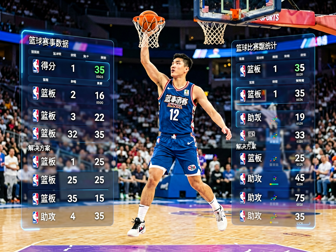 篮球赛事数据 - NBA比赛数据统计面板，展示得分、篮板、助攻等关键球员数据